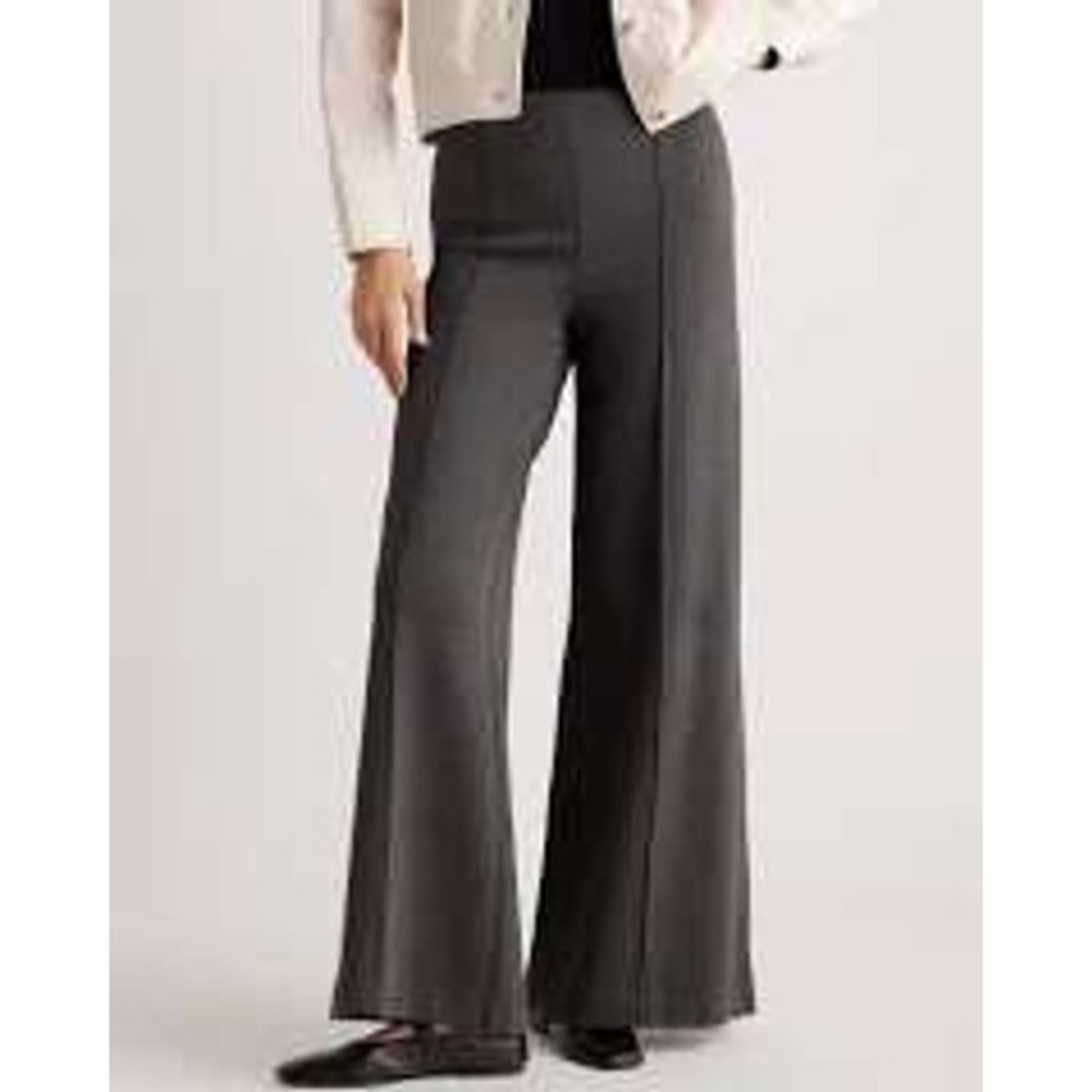 Quince Ultra Stretch Ponte Super Wide Leg Pants Charcoal Small